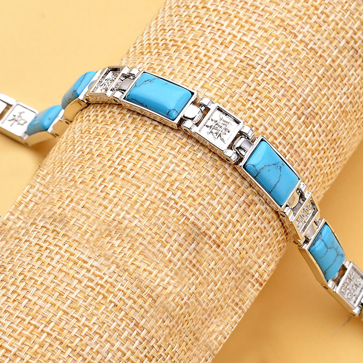 Blue Howlite Magnetic Bracelet (Size - 7.25) in Silver Tone 10.00 Ct. 7018374 2