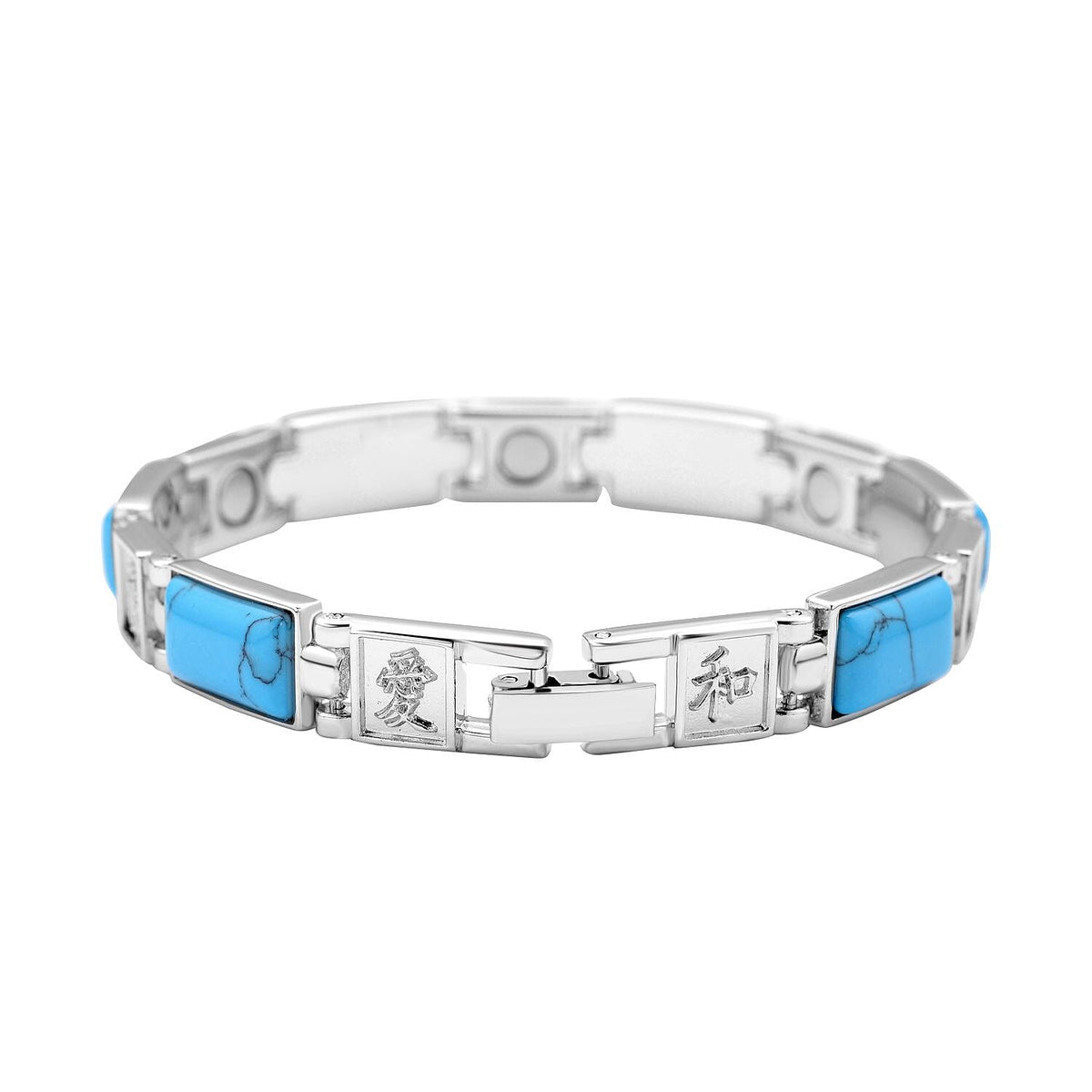 Blue Howlite Magnetic Bracelet (Size - 7.25) in Silver Tone 10.00 Ct. 7018374 3