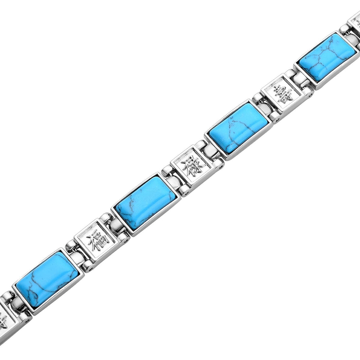 Blue Howlite Magnetic Bracelet (Size - 7.25) in Silver Tone 10.00 Ct. 7018374 4