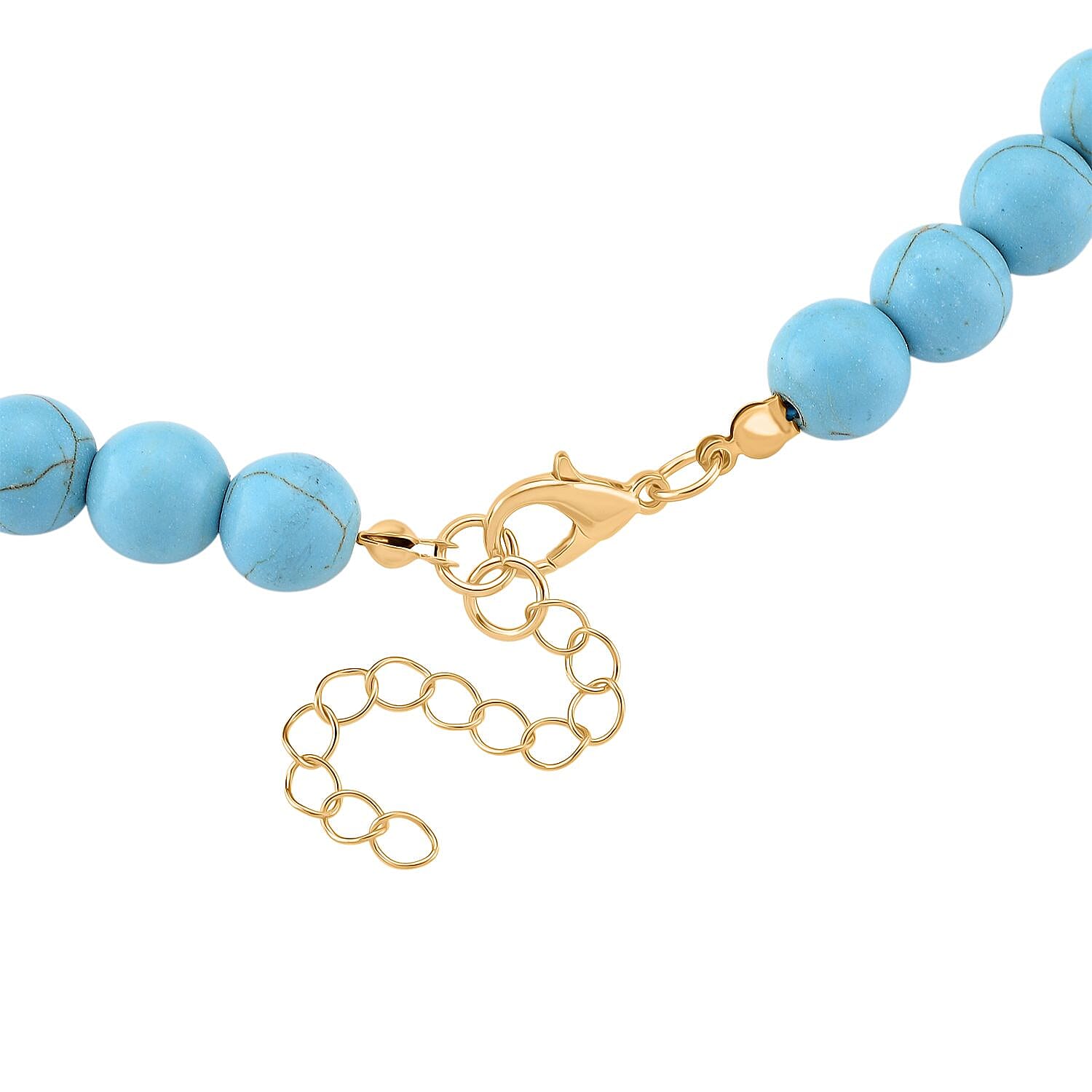 Blue Howlite Beads, Pixiu Necklace (Size 18 - 2 Ext) in Yellow Goldtone 330.00 Ct. 8172094 4