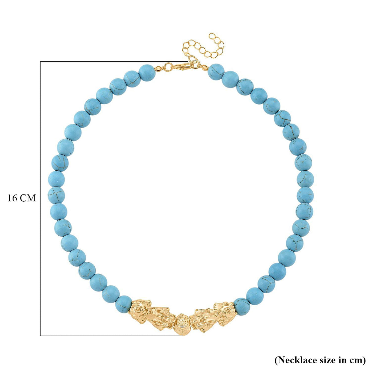 Blue Howlite Beads, Pixiu Necklace (Size 18 - 2 Ext) in Yellow Goldtone 330.00 Ct. 8172094 5