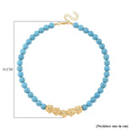Blue Howlite Beads & Pixiu Necklace (Size 18 - 2 Ext) in Yellow Gold Plated 330.00 Ct.