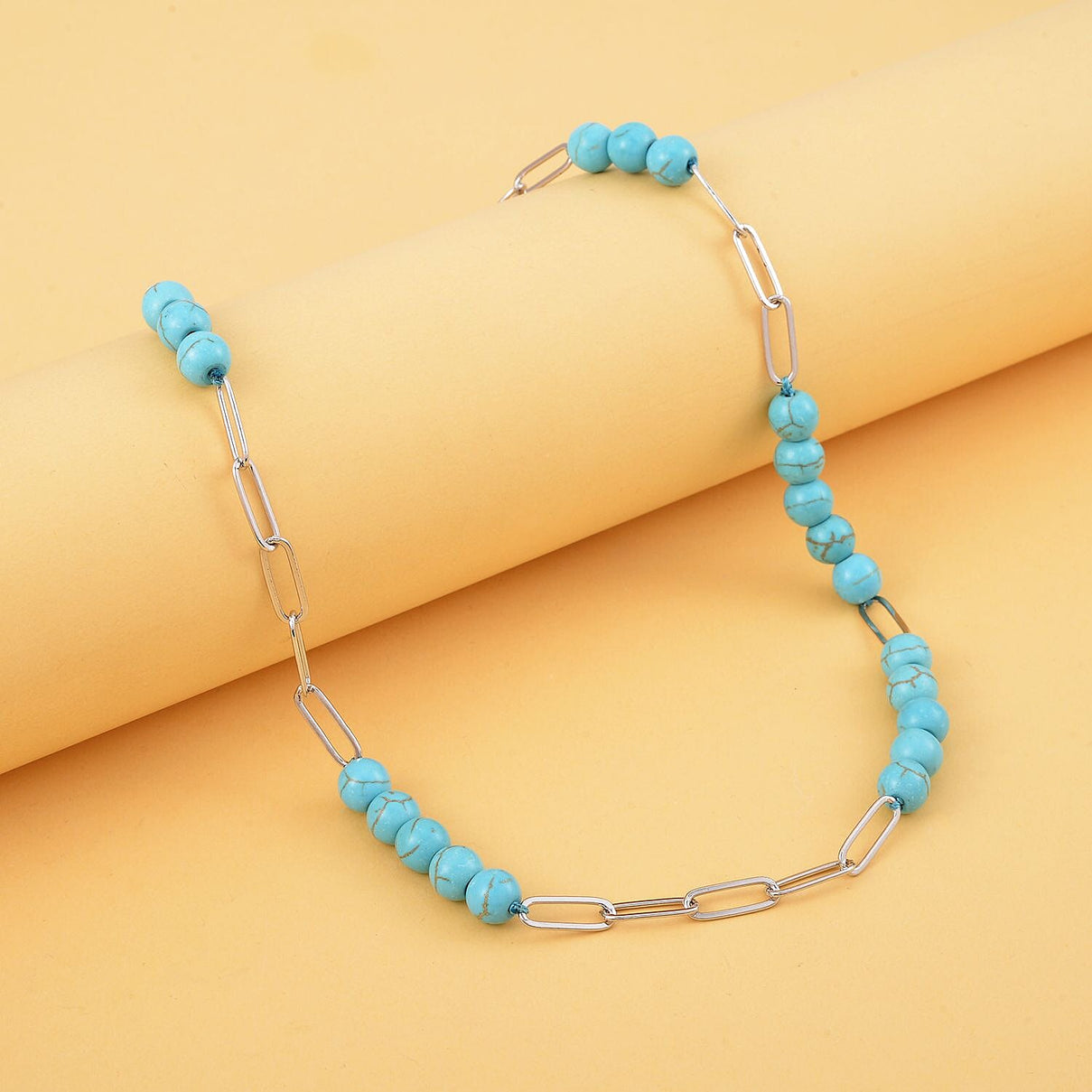Blue Howlite Necklace (Size - 18 with 2 inch Extender) in Silver Tone 7437067 1