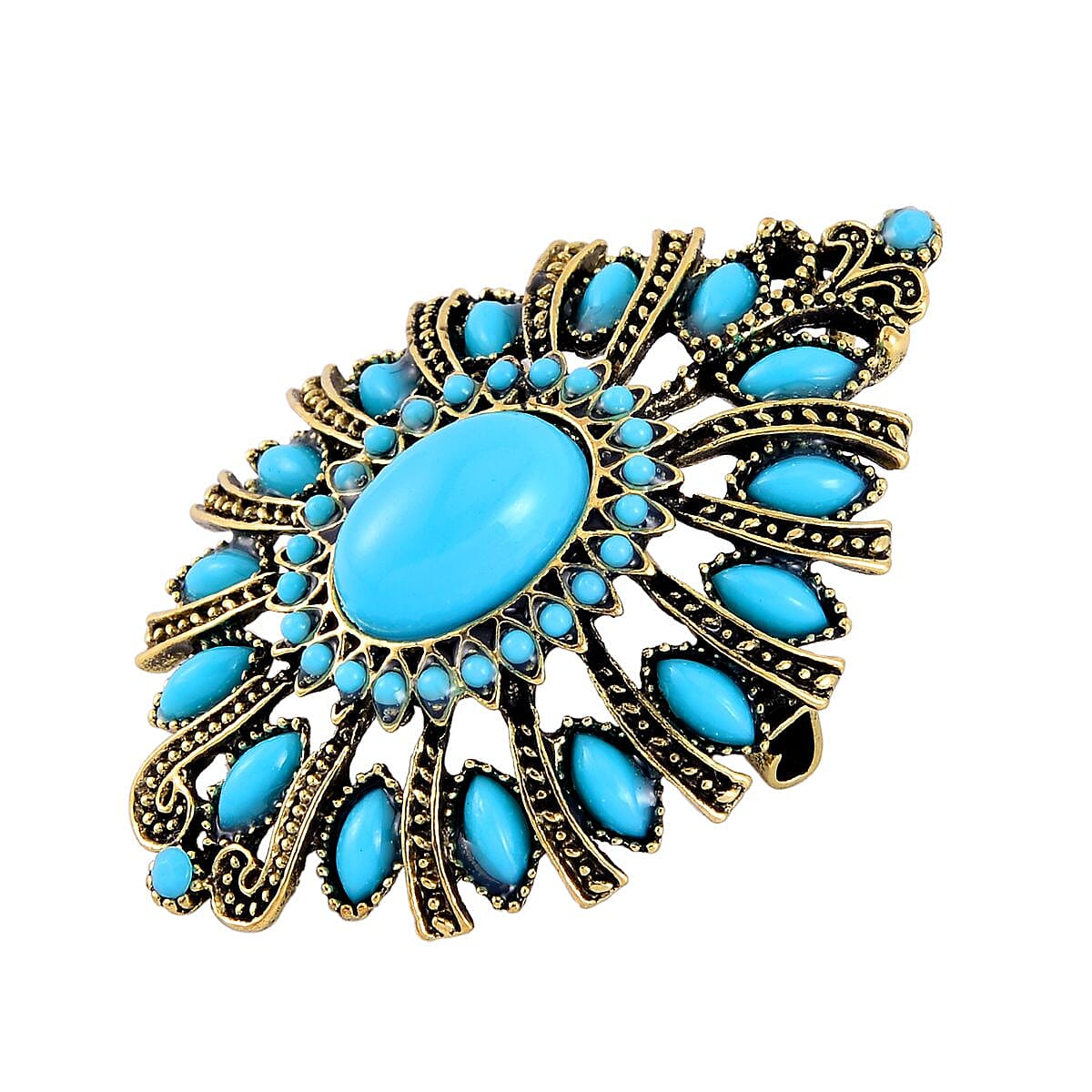 Blue Howlite &amp; Resin Brooch Cum Pendant 3.01 Ct. 8256485 3