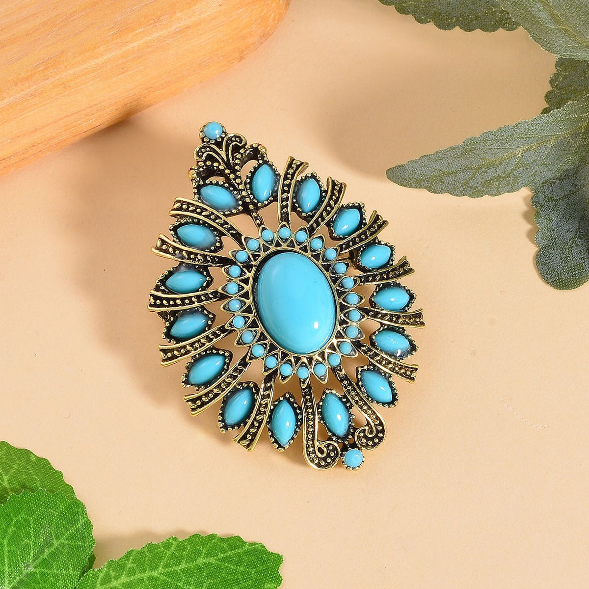 Blue Howlite Vintage Floral Brooch 7639830 4