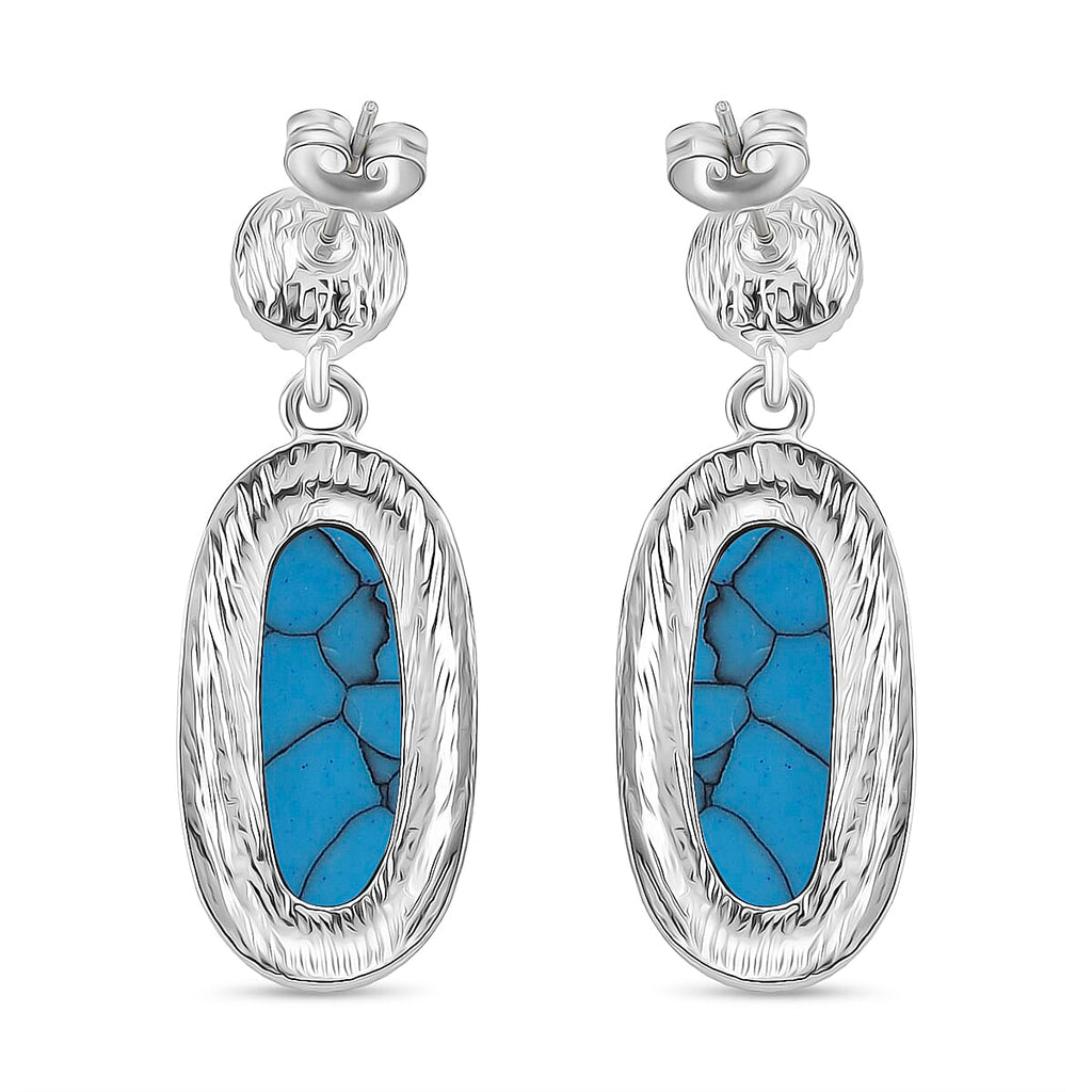 Blue Howlite & White Fresh Water Pearl Earring with Push Back 30.00 Ct.