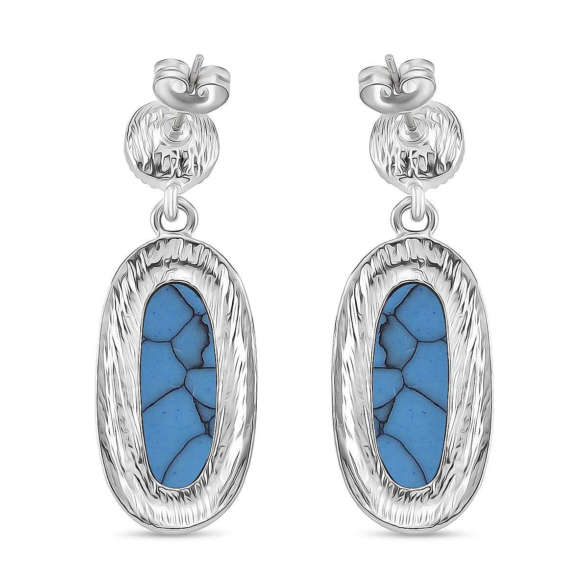Blue Howlite &amp; White Fresh Water Pearl Earring with Push Back 30.00 Ct. V32636944 4