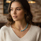 Blue Howlite & White Shell Pearl Beads Necklace (Size - 20) 140.00 Ct.