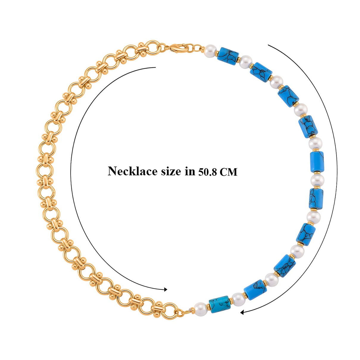 Blue Howlite &amp; White Shell Pearl Beads Necklace (Size - 20) 140.00 Ct. V32513136 6