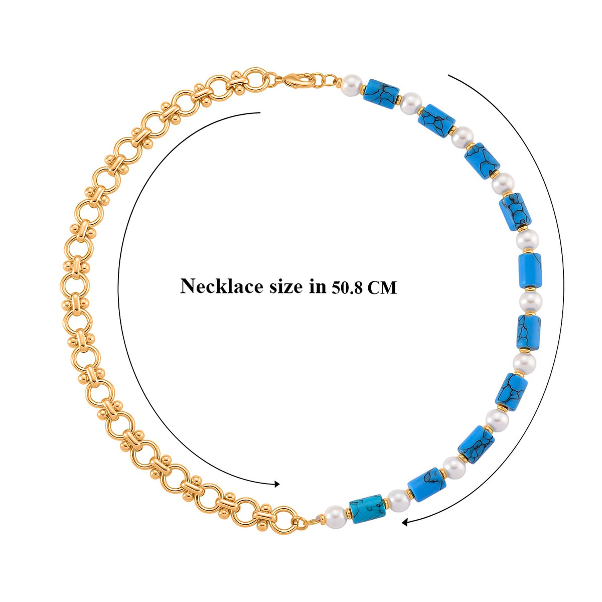 Blue Howlite &amp; White Shell Pearl Beads Necklace (Size - 20) 140.00 Ct. V32513136 6