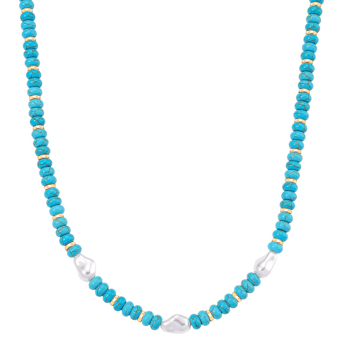 Blue Howlite &amp; White Shell Pearl Necklace (Size 20 - 2 Ext) 200.00 Ct. 8192753 0