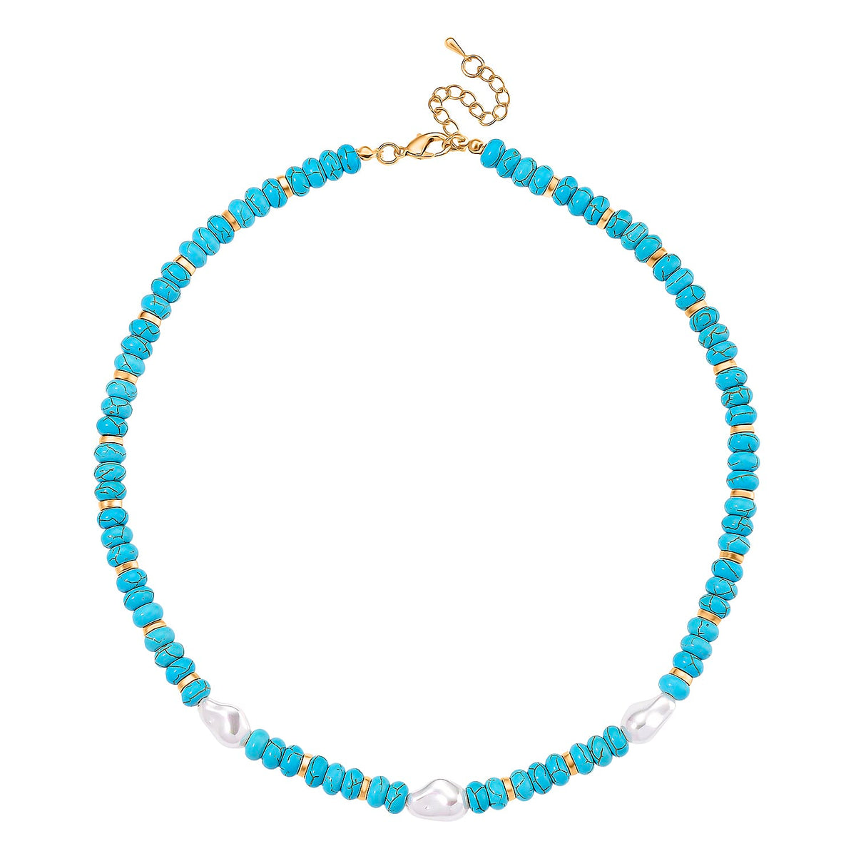 Blue Howlite &amp; White Shell Pearl Necklace (Size 20 - 2 Ext) 200.00 Ct. 8192753 3