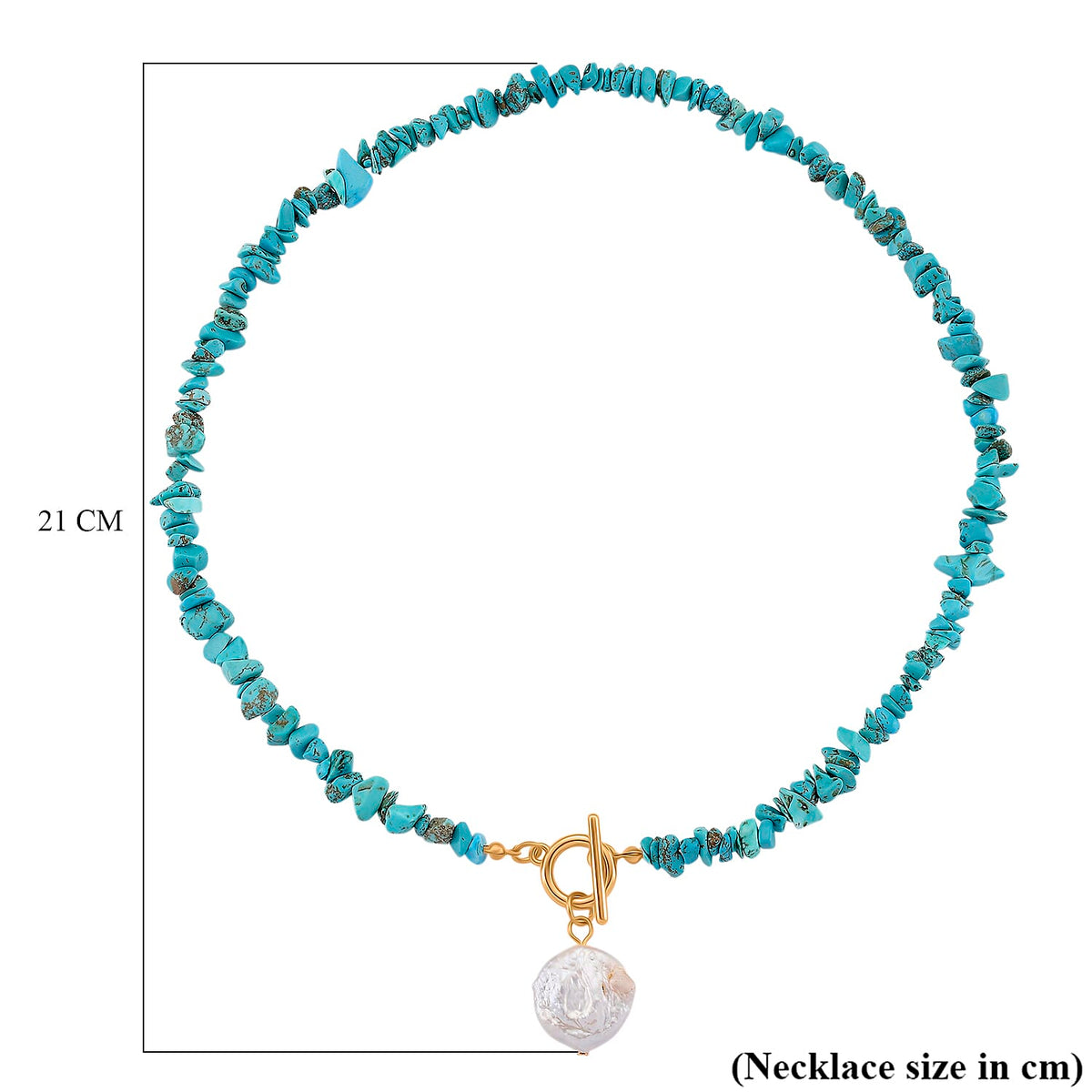Turquoise White Shell Pearl T-Bar Clasp Necklace (Size - 20) 125.01 Ct. 8143628 5