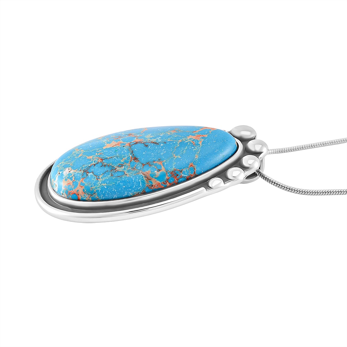 Pear Shape Blue Imperial Jasper Necklace (Size - 24 - 4 Ext) with Oxidized 50.00 Ct. 7670006 3