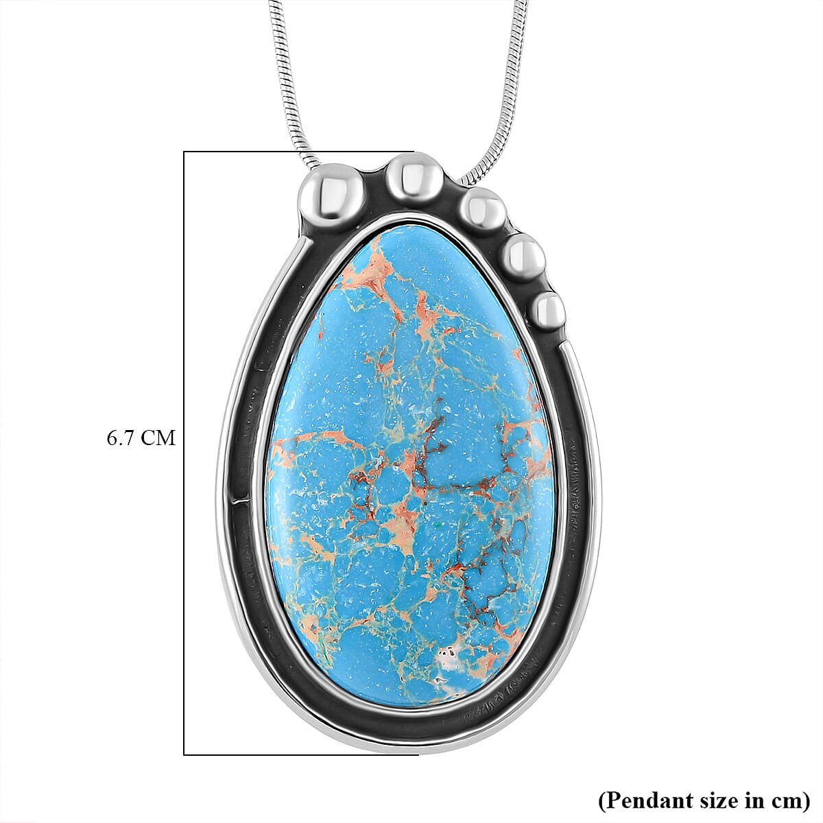 Pear Shape Blue Imperial Jasper Necklace (Size - 24 - 4 Ext) with Oxidized 50.00 Ct. 7670006 6