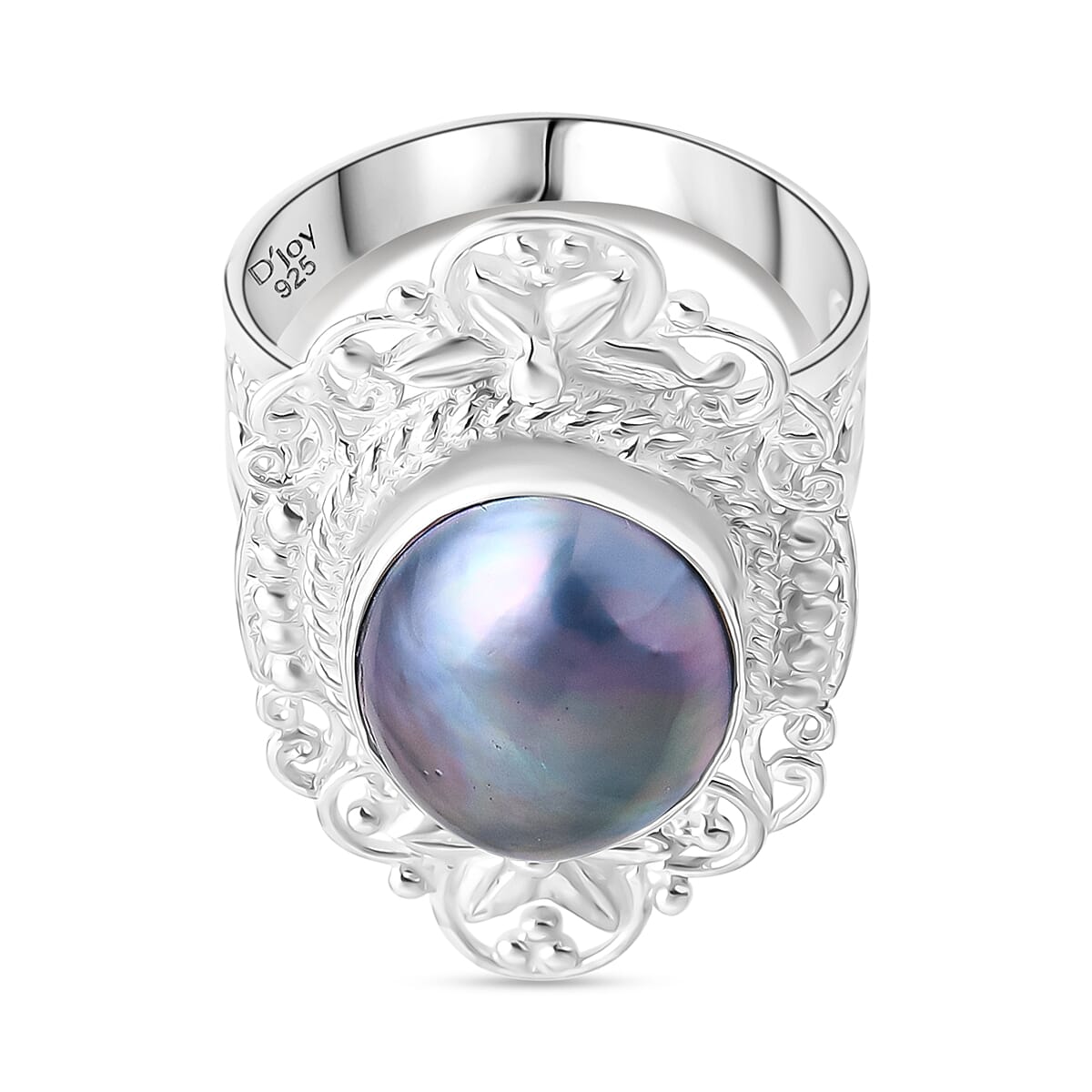 D'joy Royal Bali Collection Blue Mabe Pearl Ring in Sterling Silver 4.77 Ct. 8234761 0