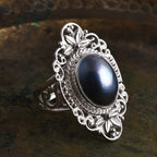 Royal Bali Collection Blue Mabe Pearl Ring in Sterling Silver 4.77 Ct, Silver Wt. 8.48 Gms.