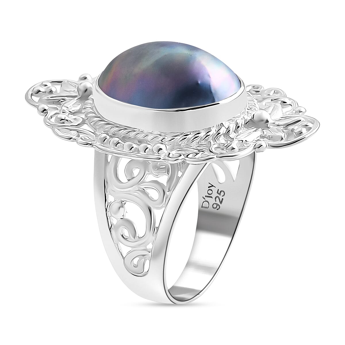 D'joy Royal Bali Collection Blue Mabe Pearl Ring in Sterling Silver 4.77 Ct. 8234761 3