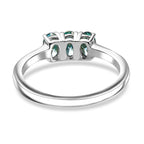 One Time Exclusive - Premium Blue Moissanite 3 Stone Bypass Ring in Platinum Overlay Sterling Silver