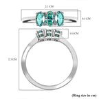 One Time Exclusive - Premium Blue Moissanite 3 Stone Bypass Ring in Platinum Overlay Sterling Silver