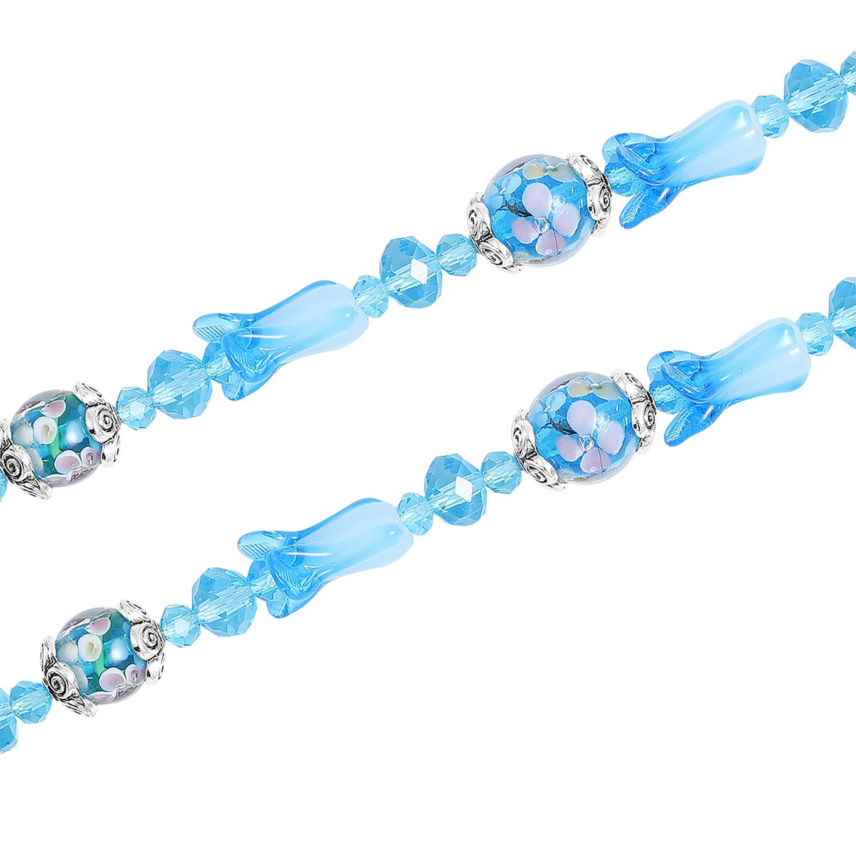Blue Murano Style Glass and Aquamarine Beaded Necklace in Silver Plated 26 with 3 inch Extender 3505469 4