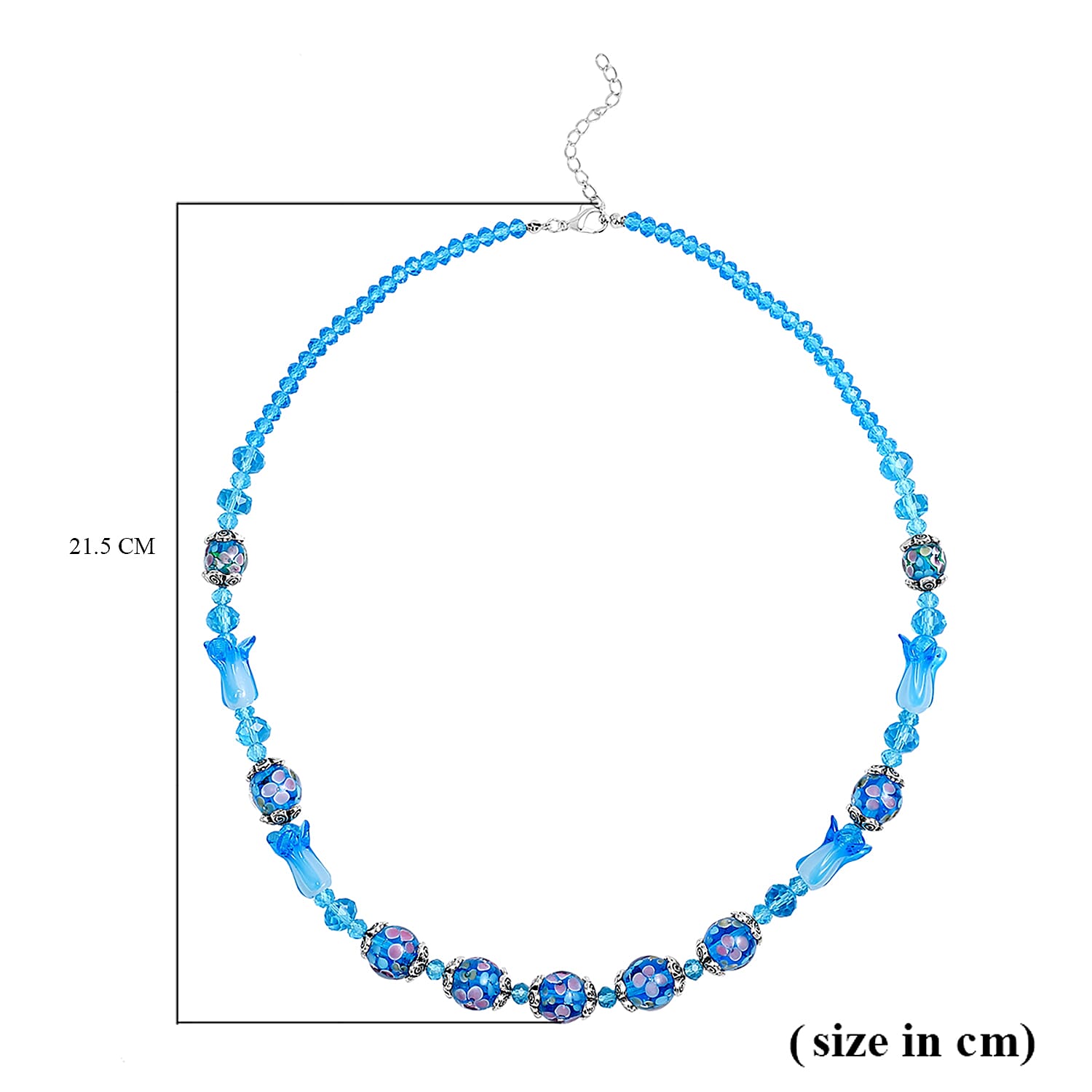 Blue Murano Style Glass and Aquamarine Beaded Necklace in Silver Plated 26 with 3 inch Extender 3505469 6