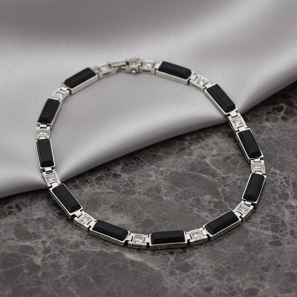 Designer Inspired - Blue Sandstone Magnetic Therapy Necklace (Size - 16) 50.00 Ct. 8413020 2