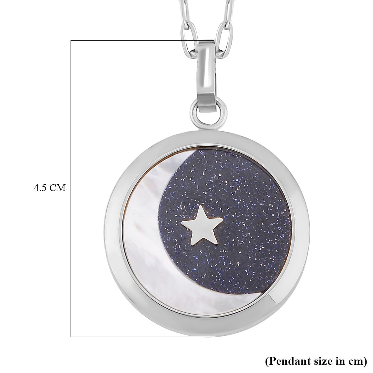 Blue Sandstone &amp; Natural Colour Shell Pendant with Stainless Steel Chain (Size 24) 4266897 4