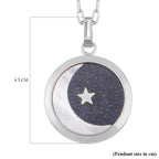 Blue Sandstone & Natural Colour Shell Pendant with Stainless Steel Chain (Size 24)