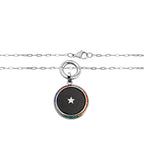 Blue Sandstone and Multi Colour Austrian Crystal Pendant with Chain (Size 24) in Silver Tone