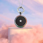Blue Sandstone and Multi Colour Austrian Crystal Pendant with Chain (Size 24) in Silver Tone