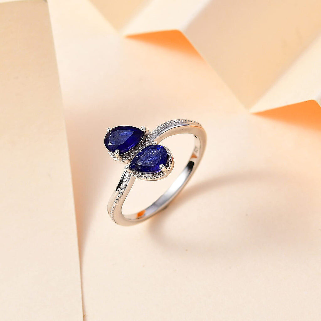 Masoala Sapphire Bypass Ring in Platinum Overlay Sterling Silver 1.40 Ct