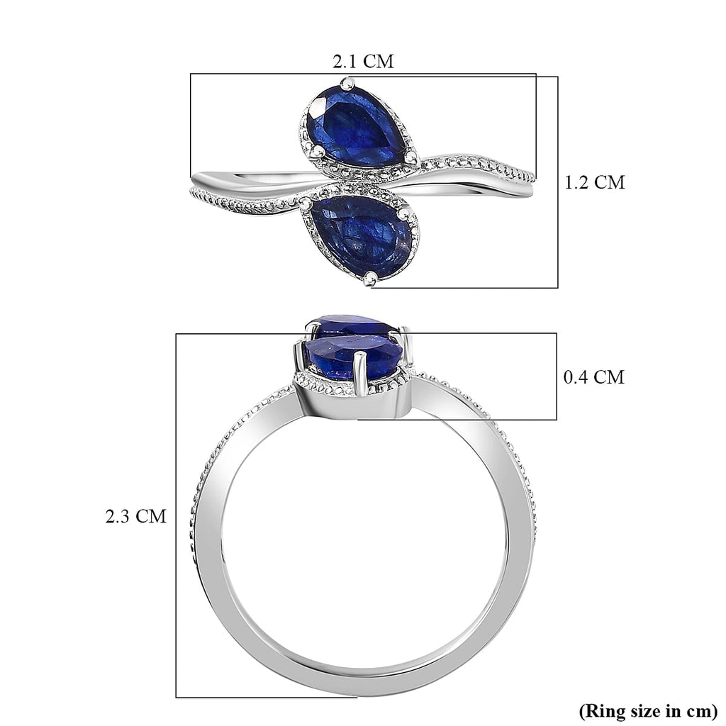 Masoala Sapphire Bypass Ring in Platinum Overlay Sterling Silver 1.40 Ct