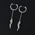 GP Chilli Pepper Collection - Blue Sapphire Solitaire Stud Hook Earring in Rhodium Overlay Sterling Silver