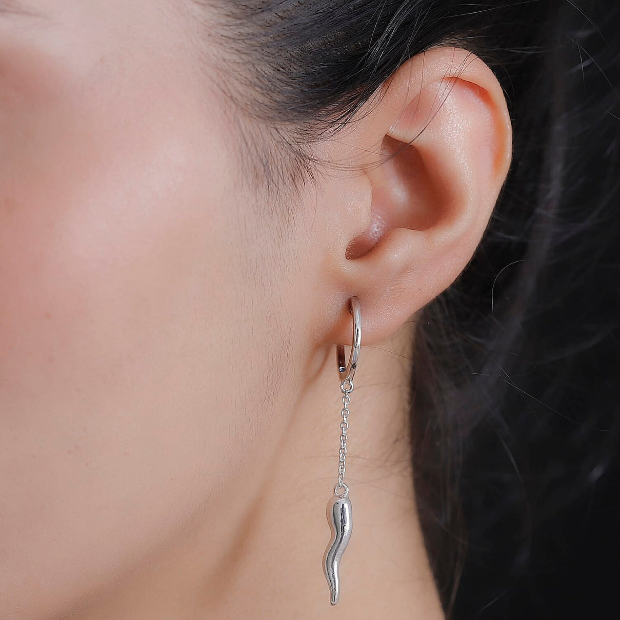 GP Blue Sapphire Dangle Chilli Earrings in Rhodium Overlay Sterling Silver 7981199 2