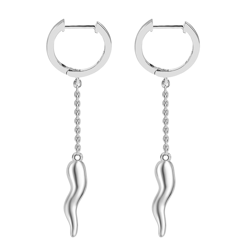 GP Chilli Pepper Collection - Blue Sapphire Solitaire Stud Hook Earring in Rhodium Overlay Sterling Silver