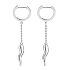 GP Chilli Pepper Collection - Blue Sapphire Solitaire Stud Hook Earring in Rhodium Overlay Sterling Silver