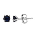 Blue Sapphire Earrings in Platinum Overlay Sterling Silver
