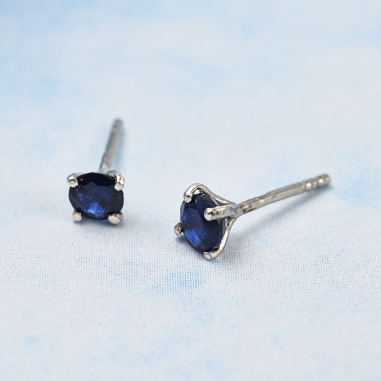 Blue Sapphire Earrings in Platinum Overlay Sterling Silver 7544887 1