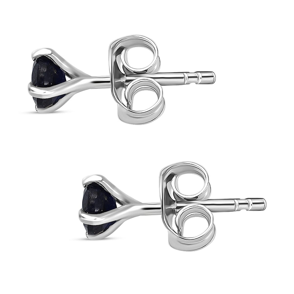 Blue Sapphire Earrings in Platinum Overlay Sterling Silver
