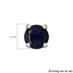Blue Sapphire Earrings in Platinum Overlay Sterling Silver
