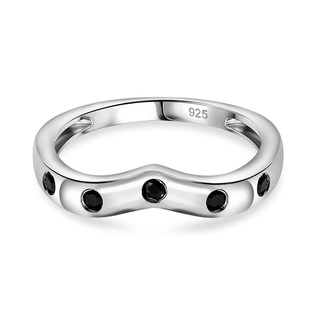 Blue Sapphire Ring in Rhodium Overlay Sterling Silver