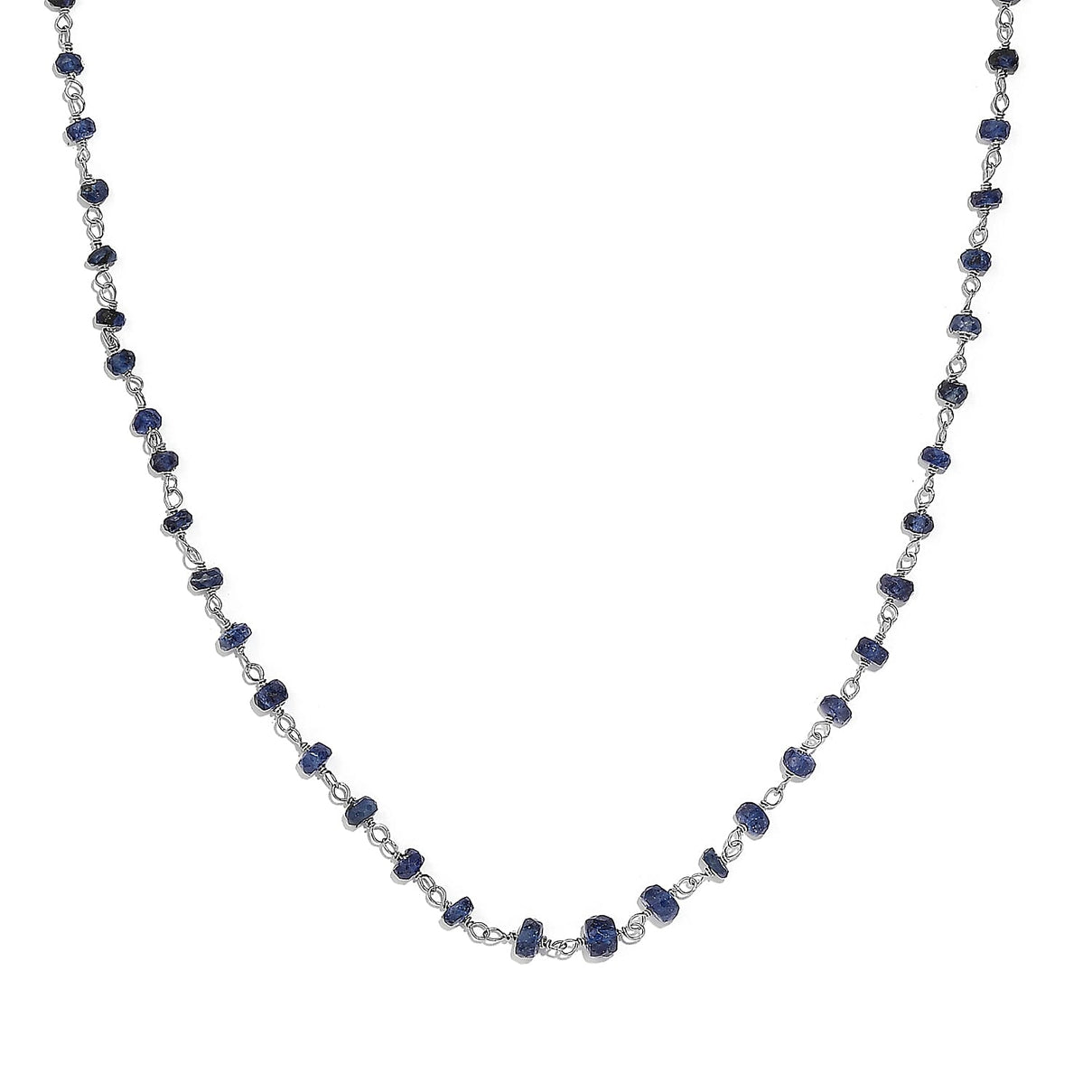 Blue Sapphire Necklace (Size - 20) in Rhodium Overlay Sterling Silver 15.00 Ct. 8058960 0