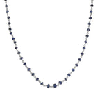 Blue Sapphire Necklace (Size - 20) in Rhodium Overlay Sterling Silver 15.00 Ct.