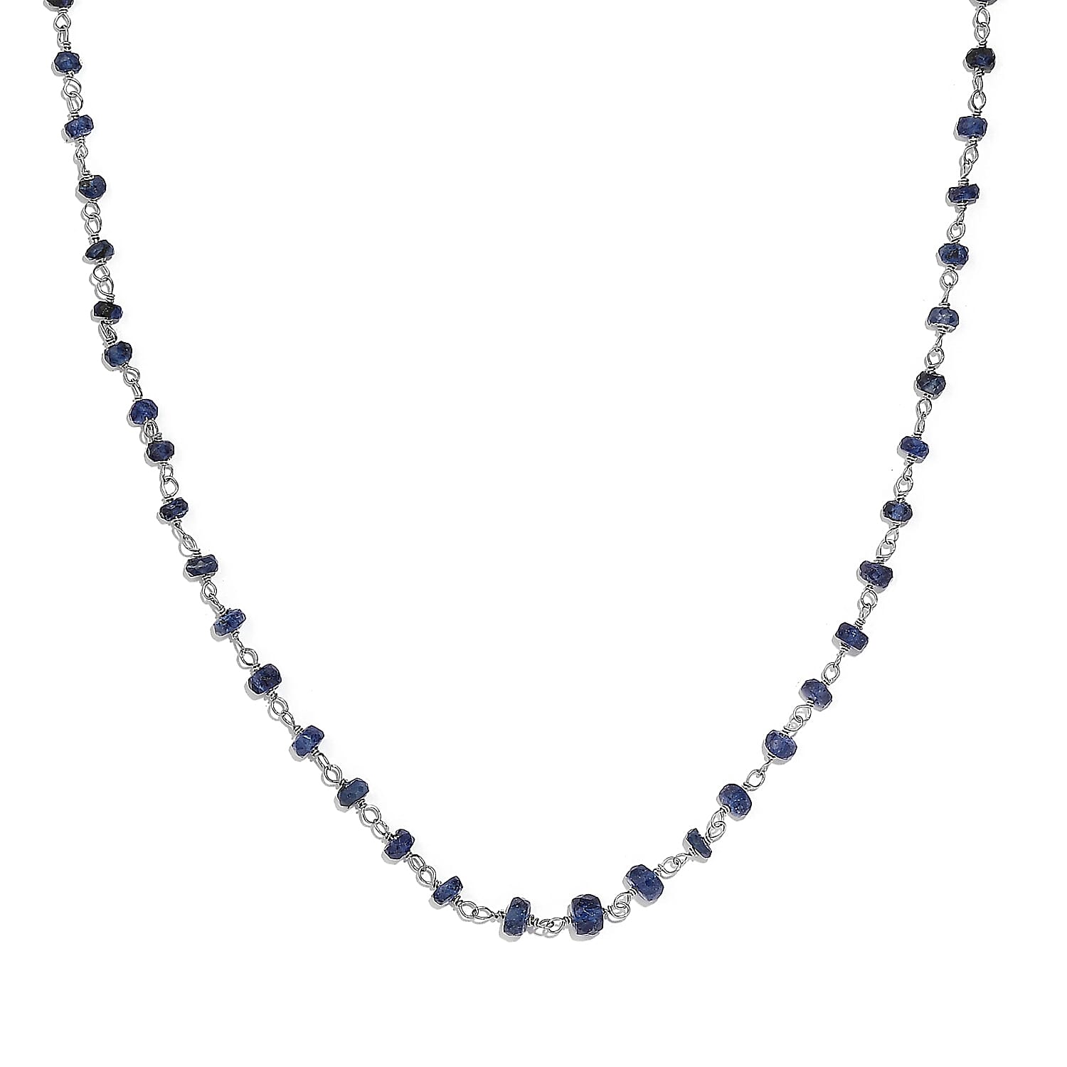 Blue Sapphire Necklace (Size - 20) in Rhodium Overlay Sterling Silver 15.00 Ct. 8058960 0