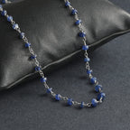 Blue Sapphire Necklace (Size - 20) in Rhodium Overlay Sterling Silver 15.00 Ct.
