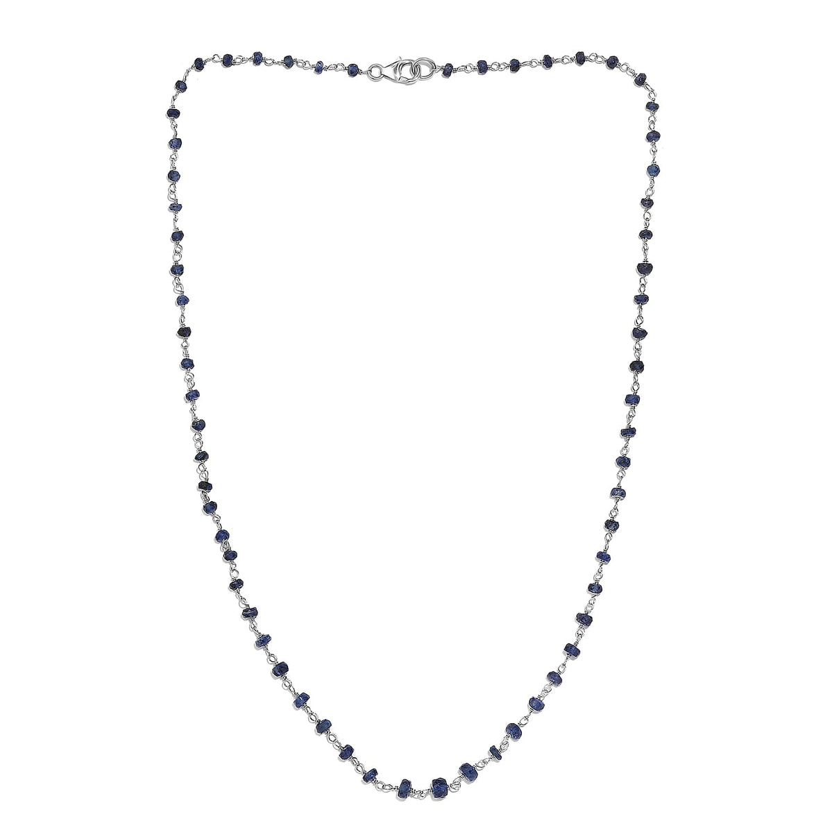 Blue Sapphire Necklace (Size - 20) in Rhodium Overlay Sterling Silver 15.00 Ct. 8058960 4