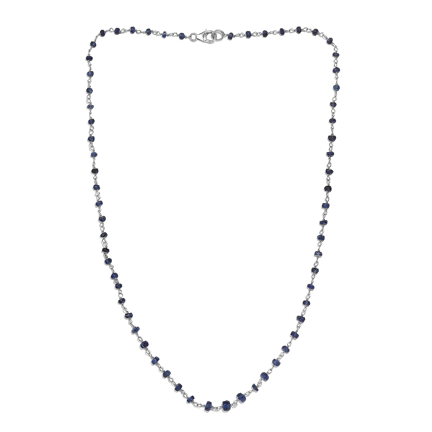 Blue Sapphire Necklace (Size - 20) in Rhodium Overlay Sterling Silver 15.00 Ct. 8058960 4