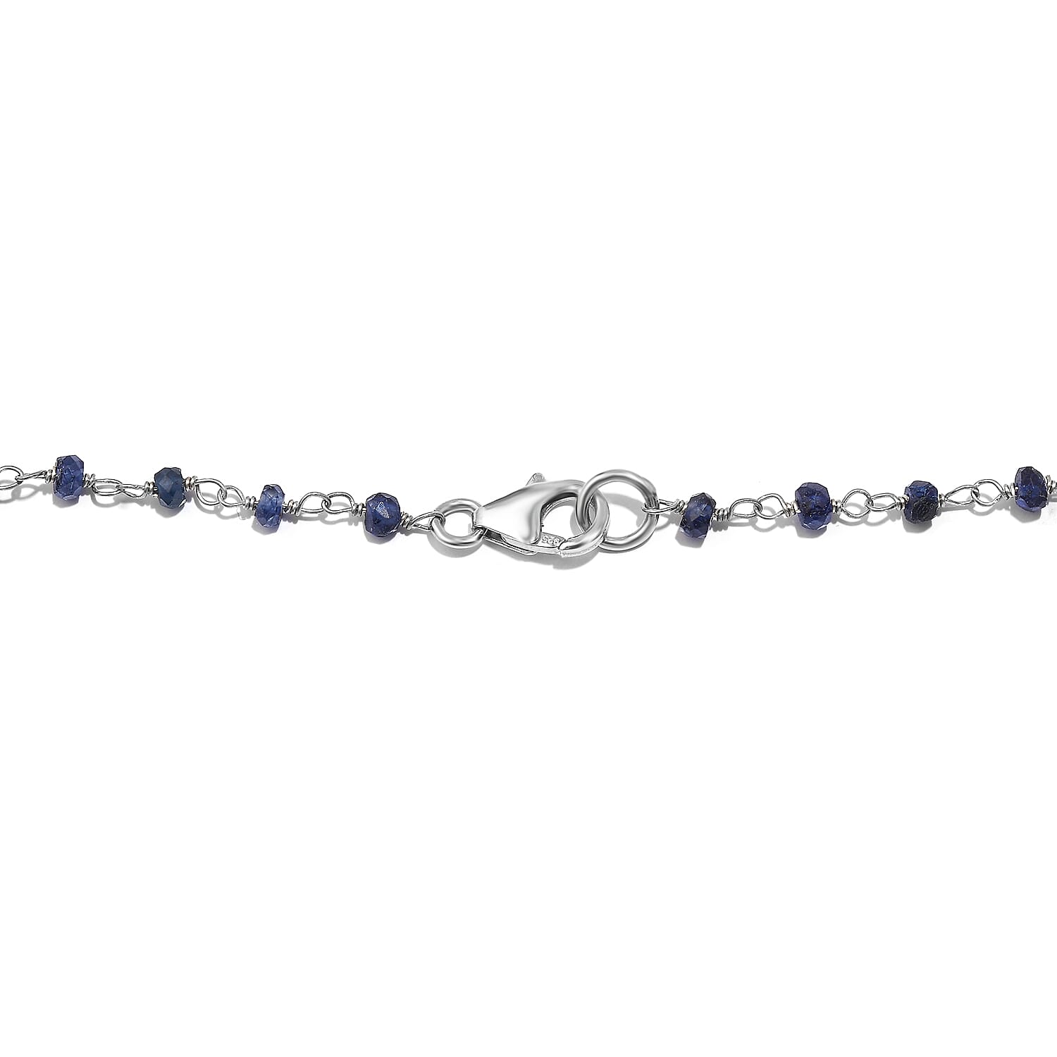 Blue Sapphire Necklace (Size - 20) in Rhodium Overlay Sterling Silver 15.00 Ct. 8058960 5