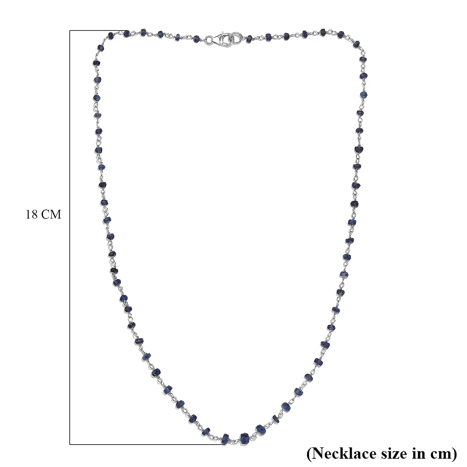 Blue Sapphire Necklace (Size - 20) in Rhodium Overlay Sterling Silver 15.00 Ct. 8058960 6